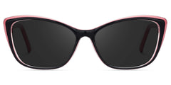 Fidelia Cat Eye Black Sunglasses and Pink Edge