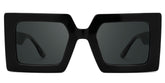 Tiffaney Black Square Sunglasses with Black Denim Temples