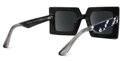 Tiffaney Black Square Sunglasses with Black Denim Temples