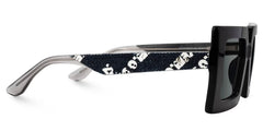 Tiffaney Black Square Sunglasses with Black Denim Temples