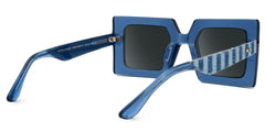 Tiffaney Blue Square Sunglasses with Denim Striped Temples