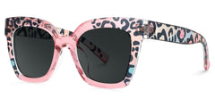 Malcolm Pink Leopard Print Sunglasses for Women Square Frame