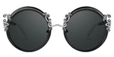 Nelida Designer Sunglasses in Round Black Frame