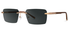 Brown Mixed-Materials Rectangle Sunglasses- Savitrie