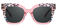 Malcolm Pink Leopard Print Sunglasses for Women Square Frame