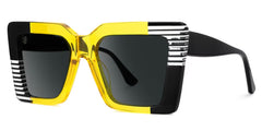 Shamika Large Black and Yellow Sunglasses with Rectangle Frames | Zeelool
