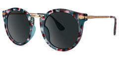 Quentina Round Blue Floral Frame Sunglasses | Zeelool