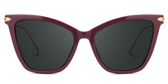 Hilary Butterfly Dark-Red Sunglasses with Thin Frames