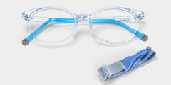 Olive Rectangle Crystal Blue Frame Eyeglasses for Pre-tweens