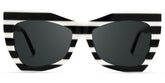 Bernita Geometric Black and White Striped Frames Sunglasses