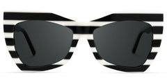 Bernita Geometric Black and White Striped Frames Sunglasses