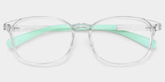 Kids Rectangle Crystal Green Amaker Frame Glasses | Zeelool