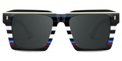 Big Square Sunglasses Frames With Black and White Stripes