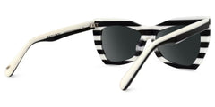 Bernita Geometric Black and White Striped Frames Sunglasses