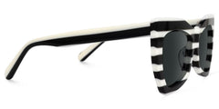 Bernita Geometric Black and White Striped Frames Sunglasses