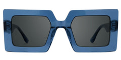 Tiffaney Blue Square Sunglasses with Denim Striped Temples