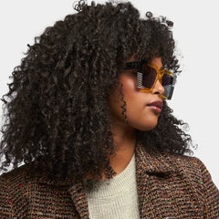 Shamika Large Black and Yellow Sunglasses with Rectangle Frames | Zeelool