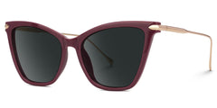 Hilary Butterfly Dark-Red Sunglasses with Thin Frames