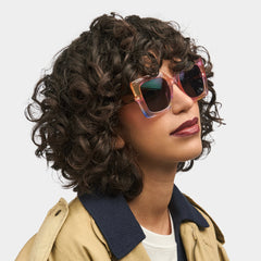 Qatar Square Rainbow Painted Thick Big Frame Sunglasses