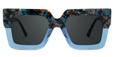 Brandon Blue Square Sunglasses with Chunky Acetate Frames