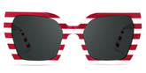Pavia Butterfly Red Striped Frame Sunglasses for Women