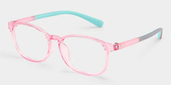 Kids Rectangle Pink Green Amaker Frame Glasses | Zeelool