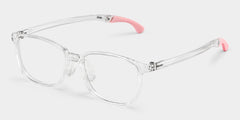Gray Rectangle Crystal Pink Frame Eyeglasses for Pre-tweens