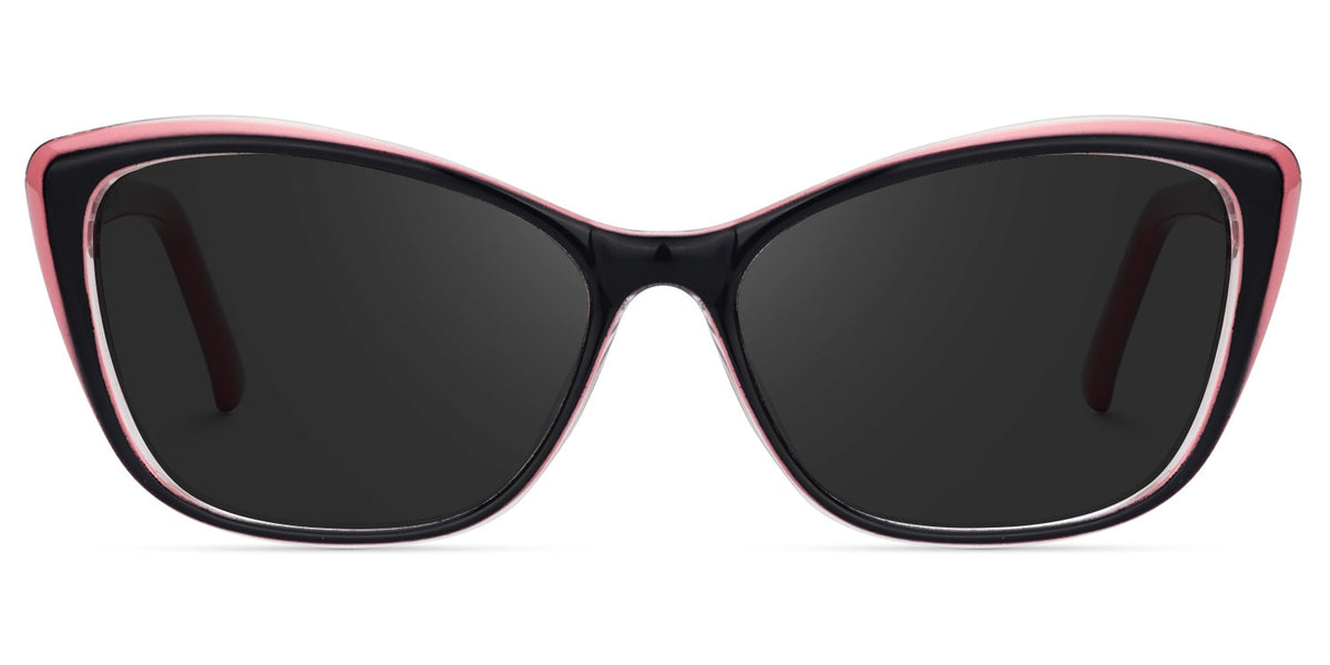Fidelia Cat Eye Black Sunglasses and Pink Edge