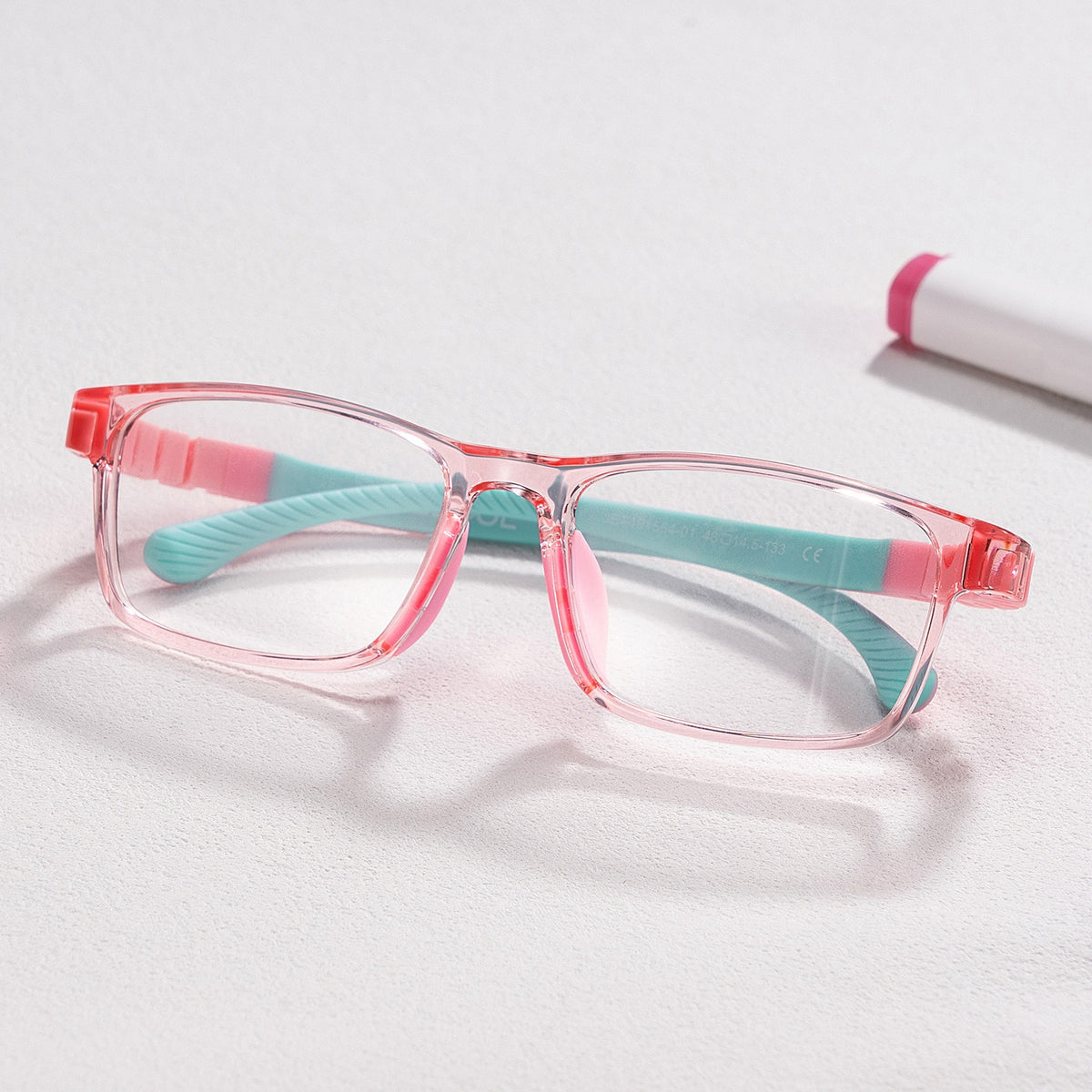 Arddin Rectangle Pink Frame Eyeglasses for Tweens