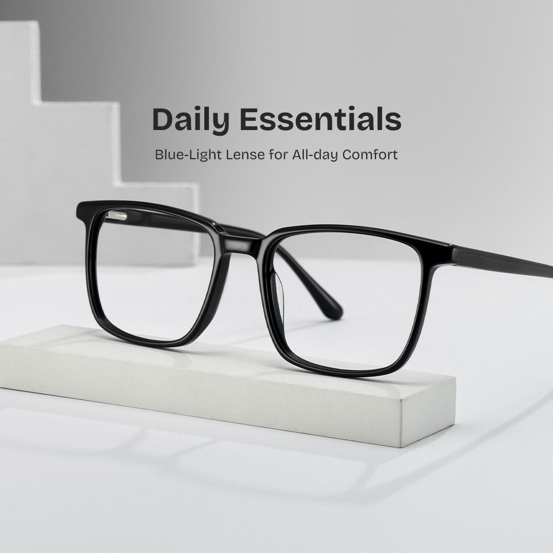 Rectangle Black Eyeglasses- Aidan Acetate Frame Glasses