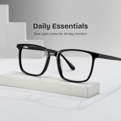 Rectangle Black Eyeglasses- Aidan Acetate Frame Glasses