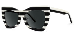 Bernita Geometric Black and White Striped Frames Sunglasses