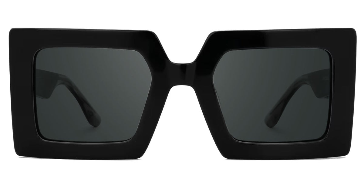 Tiffaney Black Square Sunglasses with Black Denim Temples