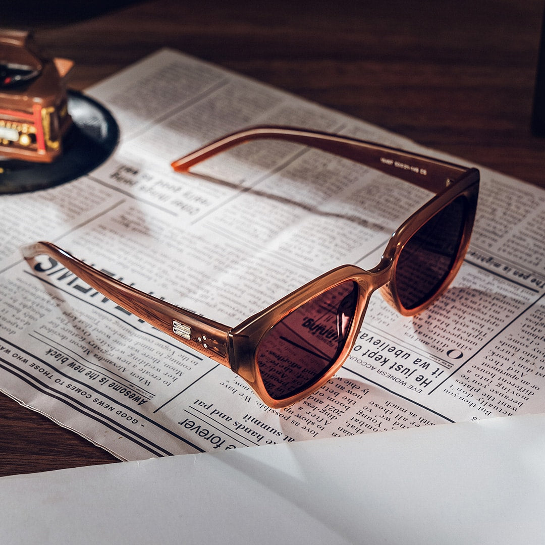 Serene Brown Crystal Cat eye Polarized Sunglasses Online | Zeelool