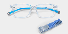 June Rectangle Crystal Blue Frame Eyeglasses for Pre-tweens