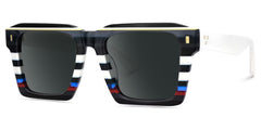 Big Square Sunglasses Frames With Black and White Stripes