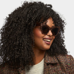 Designer Ansyah Cat Eye Leopard Print Frame Sunglasses