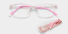 June Rectangle Crystal Pink Frame Eyeglasses for Pre-tweens