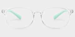 Kids Rectangle Crystal Green Amaker Frame Glasses | Zeelool