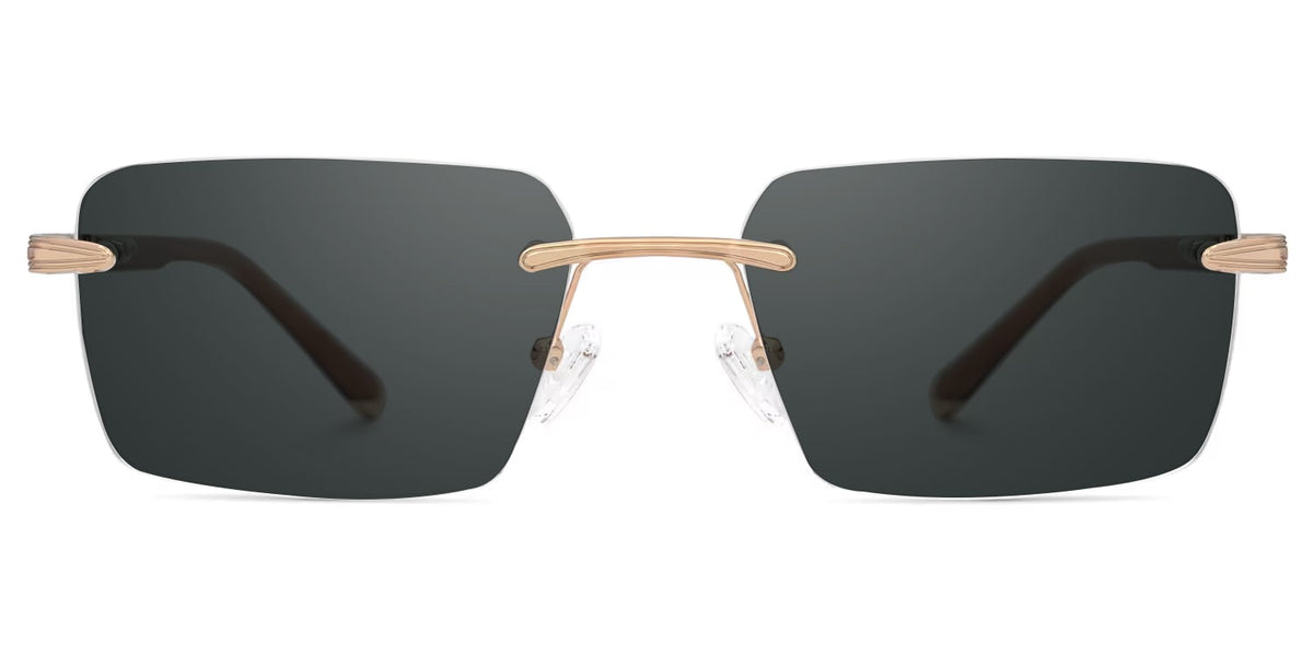 Brown Mixed-Materials Rectangle Sunglasses- Savitrie