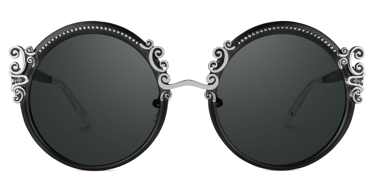 Nelida Designer Sunglasses in Round Black Frame