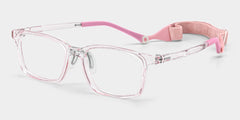 June Rectangle Crystal Pink Frame Eyeglasses for Pre-tweens
