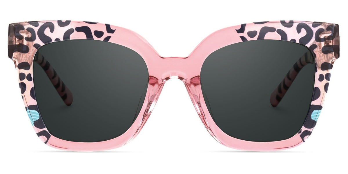 Malcolm Pink Leopard Print Sunglasses for Women Square Frame