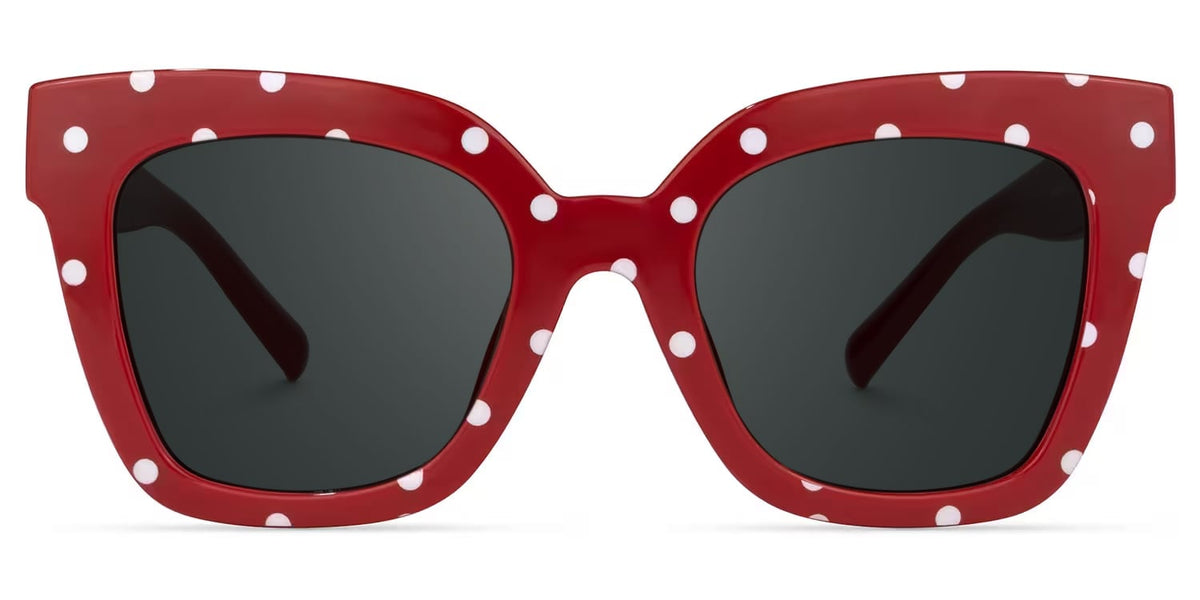 Malcolm Square Red Polka Dot Frame Sunglasses | Zeelool