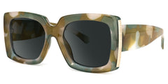 Yael Square Wide Olive Sunglasses and Big Frames