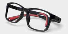 Clay Rectangle Black Red Frame Eyeglasses for Teens