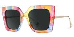 Qatar Square Rainbow Painted Thick Big Frame Sunglasses