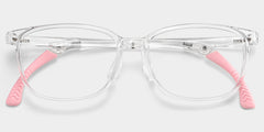 Gray Rectangle Crystal Pink Frame Eyeglasses for Pre-tweens