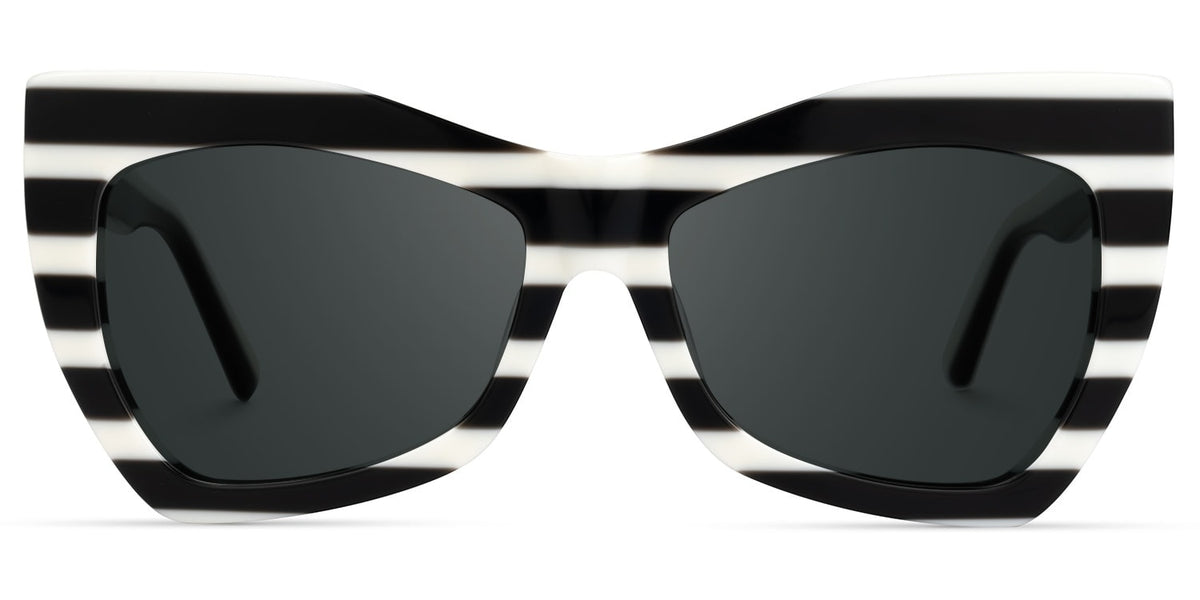 Bernita Geometric Black and White Striped Frames Sunglasses