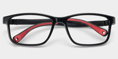 Clay Rectangle Black Red Frame Eyeglasses for Teens